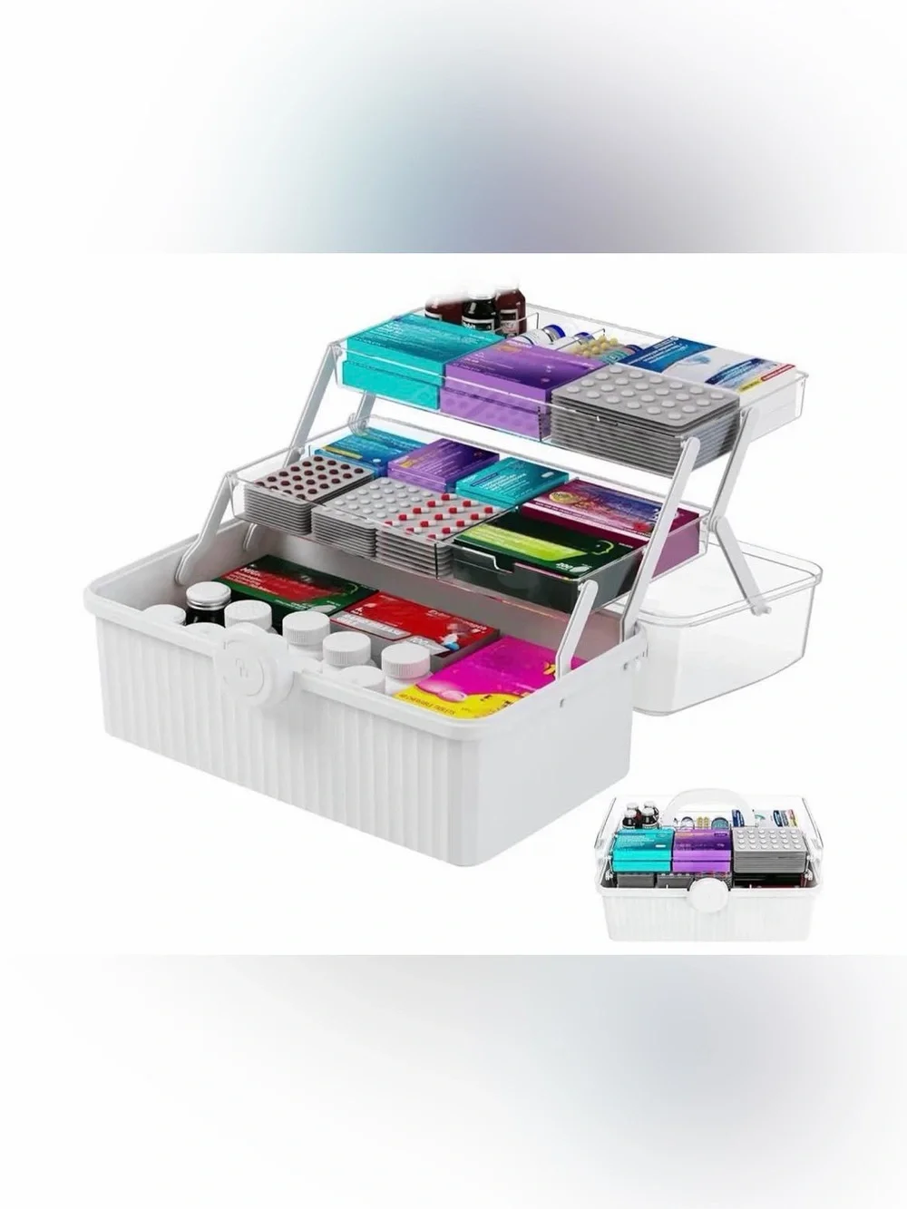 3-layer Multipurpose Organizer Storage Tackle Box, Snacklebox with Ice Pack